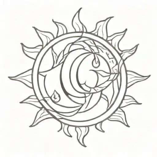 names Myla Liam and Mason intertwined in shape of a sun  tattoo design idea