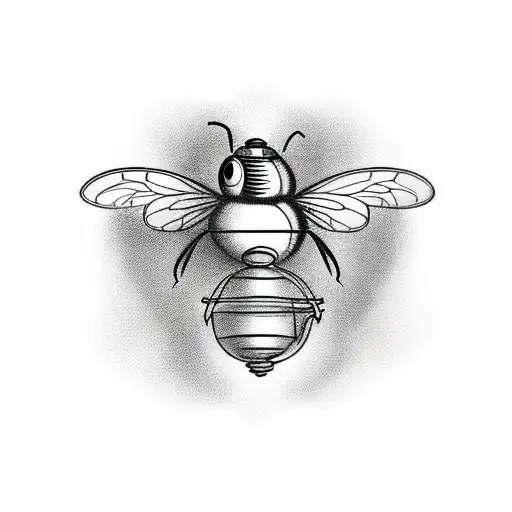 classic birdcage with open door bee flying into distance black and white dimensional tattoo design idea