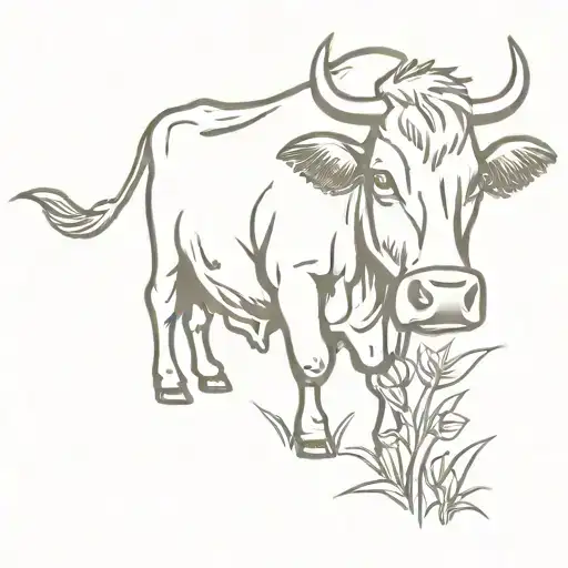 John Deere tractor and cow   tattoo design idea