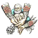 Dad with 2 daughters holding hands tattoo design idea
