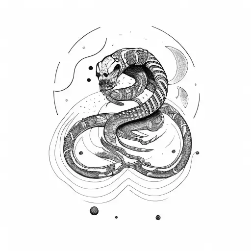 dead astronaut snake tattoo design idea