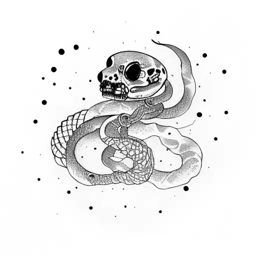 dead astronaut snake tattoo design idea
