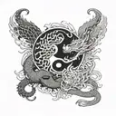 dragon and tiger as yin yang symbol tattoo design idea