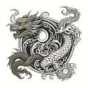 dragon and tiger as yin yang symbol tattoo design idea