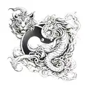 dragon and tiger as yin yang symbol tattoo design idea