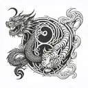 dragon and tiger as yin yang symbol tattoo design idea