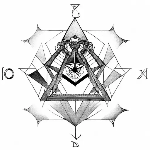 ourobouros surrounding a masonic square and compass containing a hand of fatima tattoo design idea
