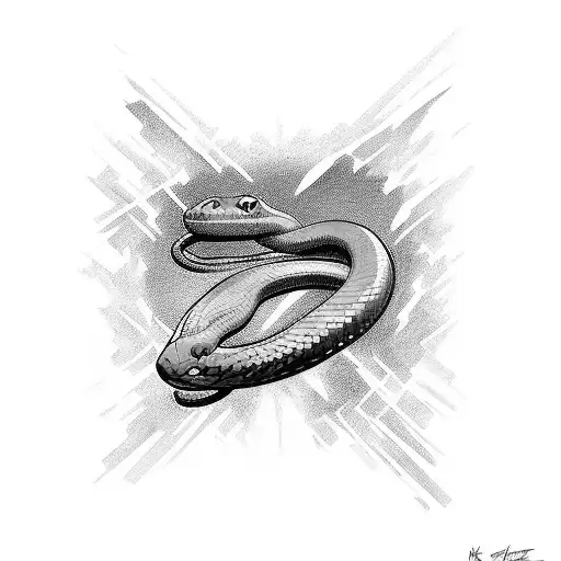 Marvel logo with a green snake slithering through it tattoo design idea