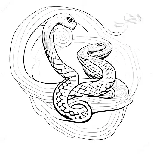 Marvel logo with a green snake slithering through it tattoo design idea