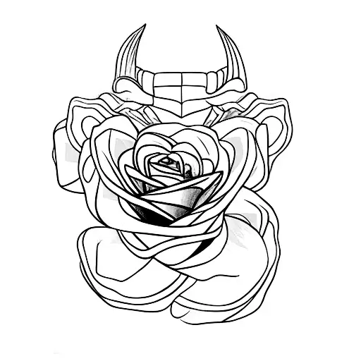 Green roses forming the shape of Loki's face tattoo design idea