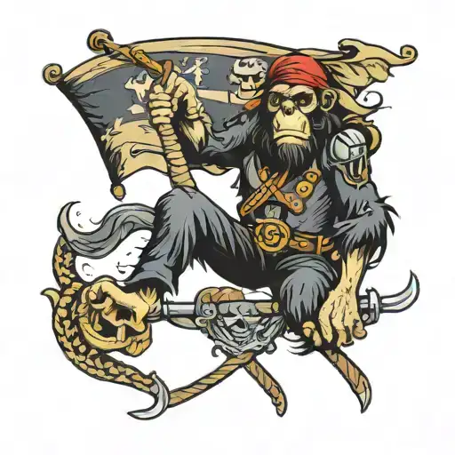 ape pirate flag tattoo design idea