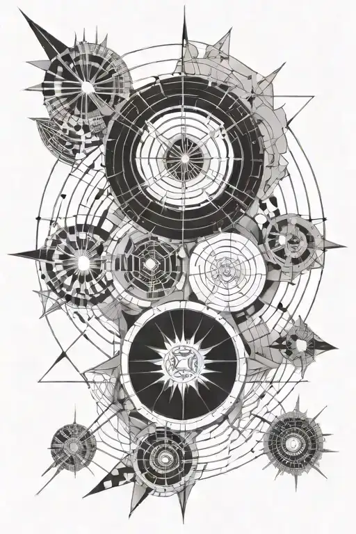 fibonacci spiral with an architecture North Star and a scale bar  tattoo design idea