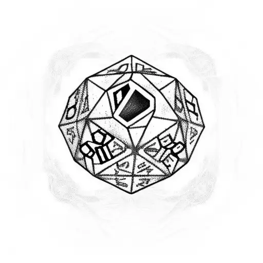 a 7 pc dice set arrayed in a nest tattoo design idea