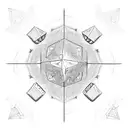 a 7 pc dice set arrayed in a nest tattoo design idea