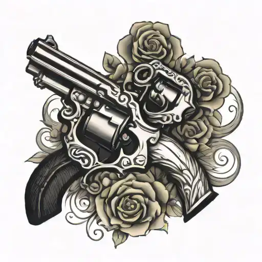 two revolvers outward on my tattoo design idea