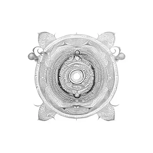 Tribal-inspired surfboard with a yin yang design tattoo design idea