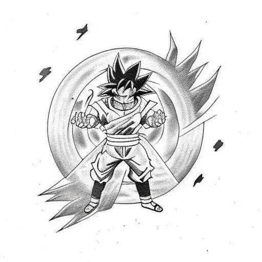 goku, gaara de naruto y el universo tattoo design idea