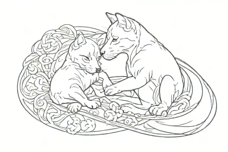 dog and cat paw intertwined in an infinity symbol tattoo design idea