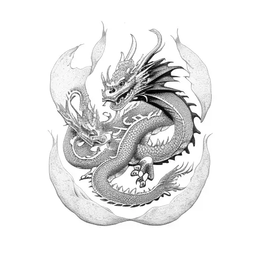 dragon & duck tattoo design idea