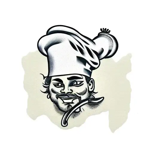 pizza chef with rifle tattoo design idea