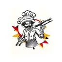 pizza chef with rifle tattoo design idea