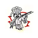 pizza chef with rifle tattoo design idea