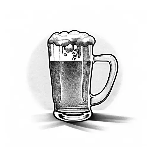 Beer mug overflowing with hops and barley tattoo design idea