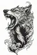 snarling wolf standing tattoo design idea
