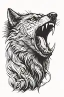snarling wolf standing tattoo design idea