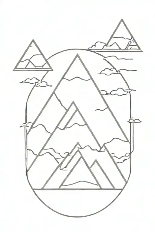 3 triangle mountains tattoo design idea