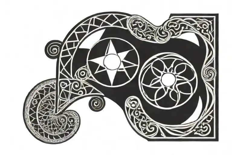 double helix intertwined with the sun and moon tattoo design idea