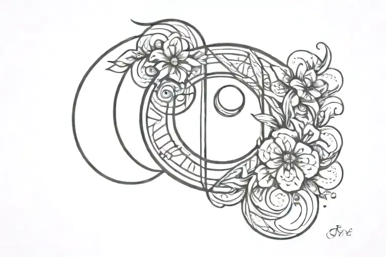 double helix in sun and moon tattoo design idea