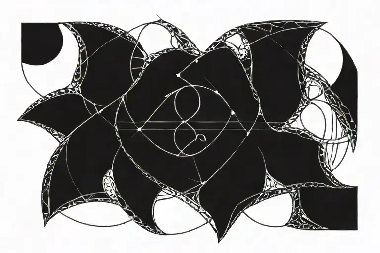 double helix in sun and moon tattoo design idea