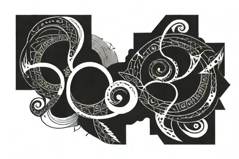 double helix in sun and moon tattoo design idea