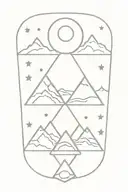 3 triangle mountains with sun and moon tattoo design idea