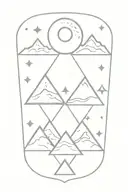 3 triangle mountains with sun and moon tattoo design idea