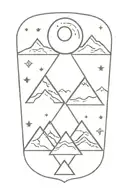 3 triangle mountains with sun and moon tattoo design idea