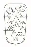 3 triangle mountains with sun and moon tattoo design idea