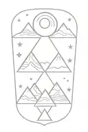 3 triangle mountains with sun and moon tattoo design idea