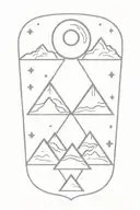 3 triangle mountains with sun and moon tattoo design idea