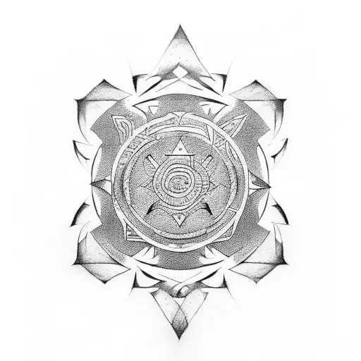 Ancient symbols (runes, hieroglyphics, mandalas) tattoo design idea