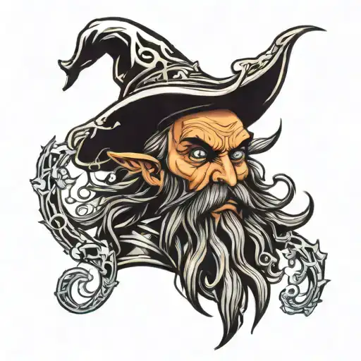 evil wizard, no hat tattoo design idea