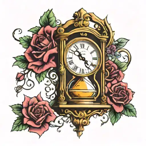 tattoo sketch of a Reverse hourglass inside a oposite clock numbers in esher style   tattoo design idea