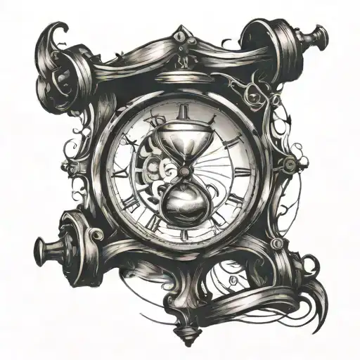 tattoo sketch of a Reverse hourglass inside a reverse clock  tattoo design idea