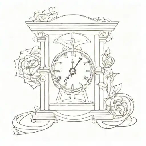 tattoo sketch of a Reverse hourglass inside a oposite clock numbers in esher style   tattoo design idea