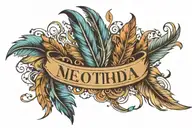 Feather with name written tattoo design idea
