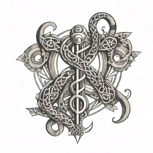 Rod of Asclepius with geometric design incorporating tattoo design idea