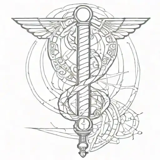Rod of Asclepius with geometric design incorporating tattoo design idea