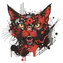 gothic RedCrazyCat tattoo design idea
