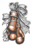 Cross draped with boxing gloves hanging, one side tattoo design idea